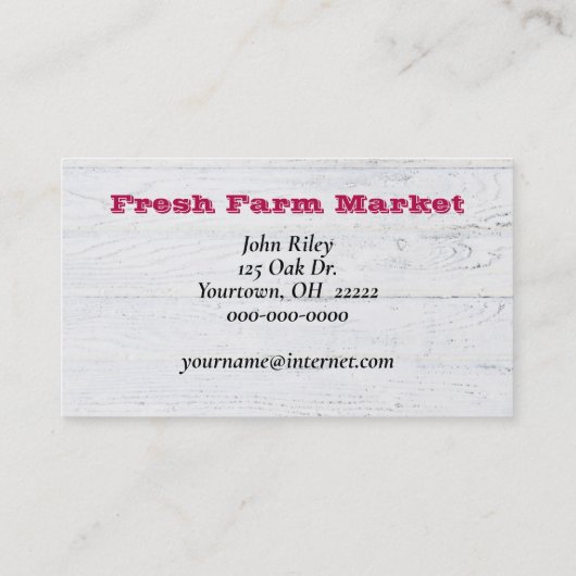 Rode frambozen in Hand Visitekaartje (Achterkant)