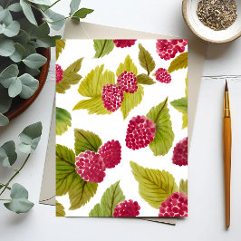 Rode frambozen Waterverf Fruit Geschilderd Briefkaart