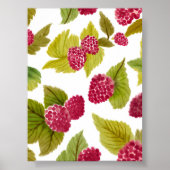 Rode frambozen Waterverf Fruit Geschilderd Poster (Voorkant)