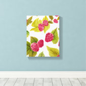Rode frambozen Waterverf Fruit Modern Canvas Afdruk (Insitu (Houten vloer))