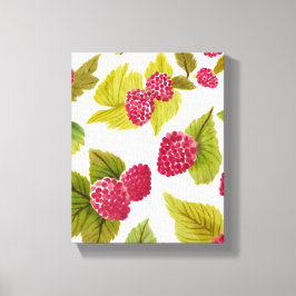 Rode frambozen Waterverf Fruit Modern Canvas Afdruk