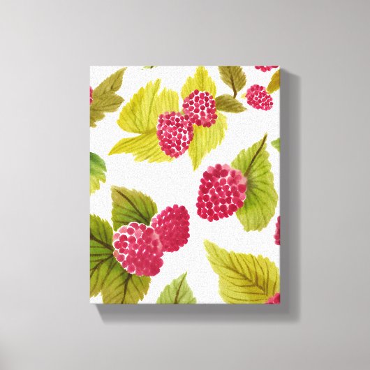 Rode frambozen Waterverf Fruit Modern Canvas Afdruk (Voorkant)