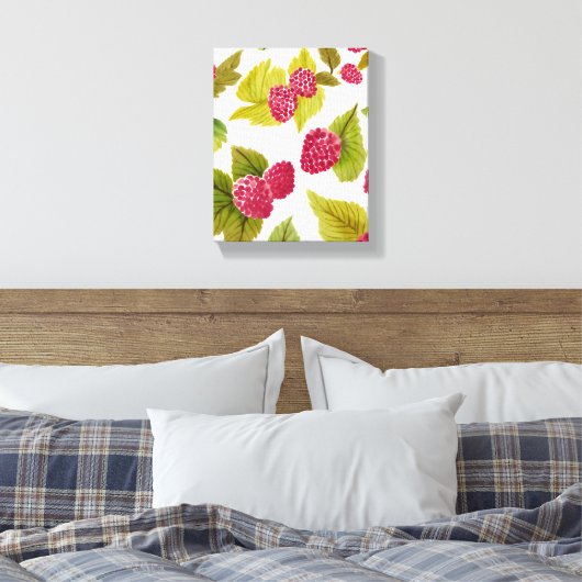 Rode frambozen Waterverf Fruit Modern Canvas Afdruk (Insitu (Slaapkamer))
