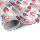 Rode frambozen, witte en roze bloemen cadeaupapier (Rol Hoek)