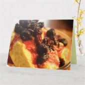 Rode frambozendessert, groot Wenskaart Kaart (Gele Bloem)