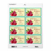 Rode frambozenjam of bewaart 2 inblikpot etiket (Full Sheet)