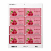 Rode frambozenjam of bewaart blikpot etiket (Full Sheet)