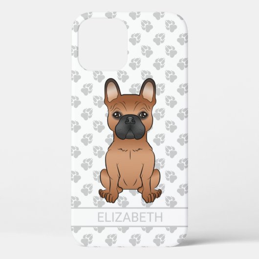 Rode Franse Bulldog / Franse Cartoonhond & Naam Case-Mate iPhone Case (Achterkant)