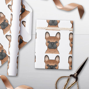 Rode Franse Bulldog / Franse Cartoonhond Patroon Cadeaupapier