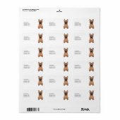 Rode Franse Bulldog / Franse Cartoonhond & Tekst Etiket (Full Sheet)