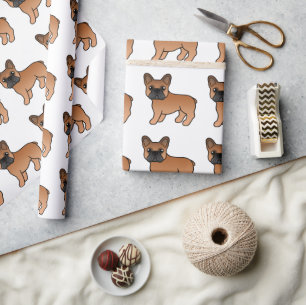 Rode Franse Bulldog Schattig Cartoon Hond Patroon Cadeaupapier