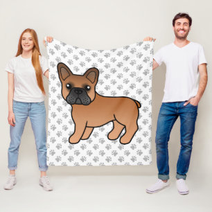 Rode Franse Bulldog Schattige Cartoon Hond Fleece Deken