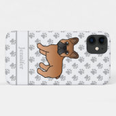 Rode Franse Bulldog Schattige Cartoon Hond & Naam Case-Mate iPhone Case (Achterkant (horizontaal))
