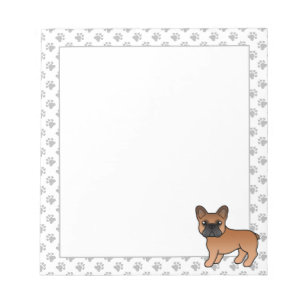 Rode Franse Bulldog Schattige Cartoon Hond Notitieblok
