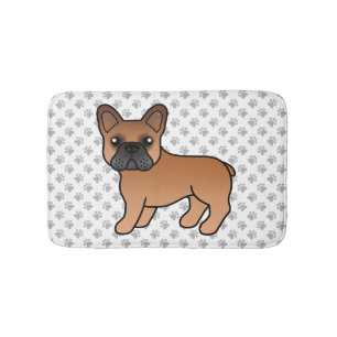 Rode Franse Bulldog Schattige Cartoon Hond & Pootj Badmat