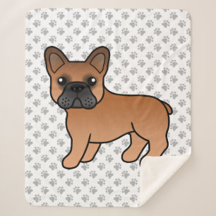Rode Franse Bulldog Schattige Cartoon Hond Sherpa Deken