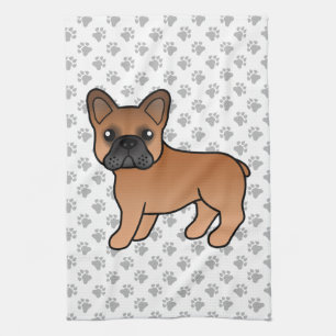 Rode Franse Bulldog Schattige Cartoon Hond Theedoek