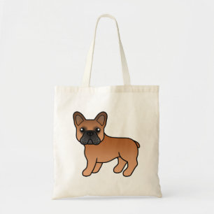Rode Franse Bulldog Schattige Cartoon Hond Tote Bag