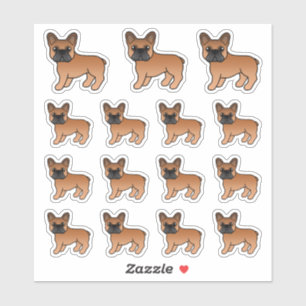 Rode Franse Bulldog Schattige Cartoon Honden Sticker