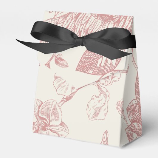 Rode Franse Floral Toile Floral Bedankdoosjes (Voorkant Zijde)