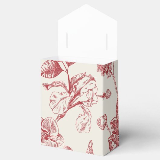 Rode Franse Floral Toile Floral Bedankdoosjes (Geopend)