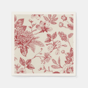 Rode Franse Floral Toile Floral Servet