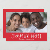 Rode Franse Joyeux Noel met foto Feestdagenkaart (Voorkant / Achterkant)