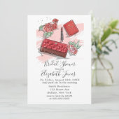 Rode Franse Mode Vrijgezellenfeest Kaart (Staand voorkant)