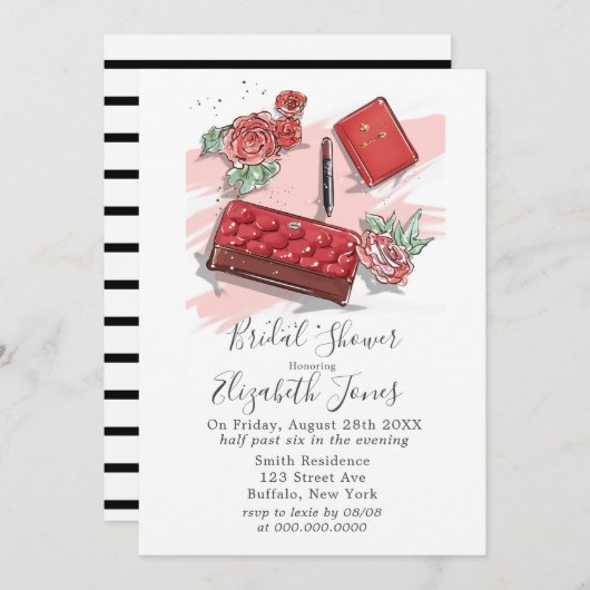 Rode Franse Mode Vrijgezellenfeest Kaart (Voorkant / Achterkant)