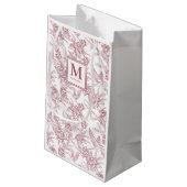 Rode Franse Monogram Toile Klein Cadeauzakje (Achterkant Gekanteld)