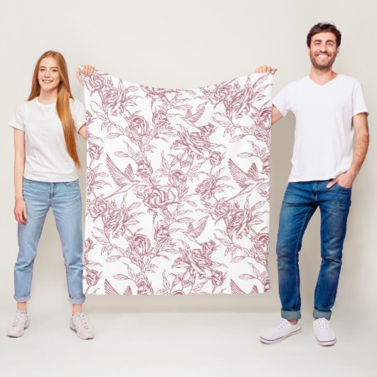 Rode Franse Toile Fleece Deken (In situ)