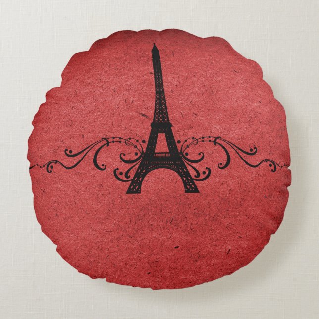 Rode  Franse Vlaamse Ronde Pillow Rond Kussen (Voorkant)
