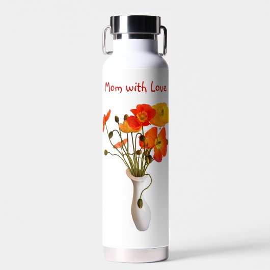 Rode & Fris Gekleurde Poppies Waterfles (Voorkant)