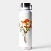 Rode & Fris Gekleurde Poppies Waterfles (Achterkant)