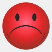 Rode Frownie Gezicht Sticker (Voorkant)