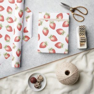 Rode Fruit Aardbeien Verjaardag Cadeaupapier