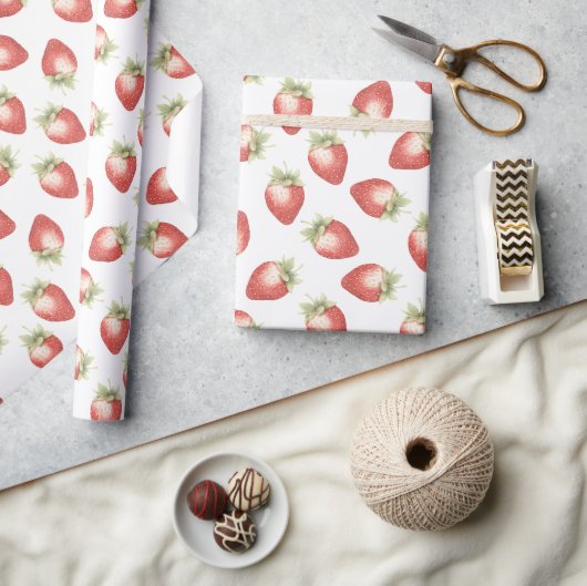 Rode Fruit Aardbeien Verjaardag Cadeaupapier (Crafts)