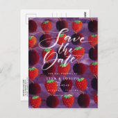 Rode Fruit Land Script Bewaar de Datum Briefkaart (Voorkant / Achterkant)