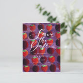 Rode Fruit Land Script Save the Date Briefkaart (Staand voorkant)