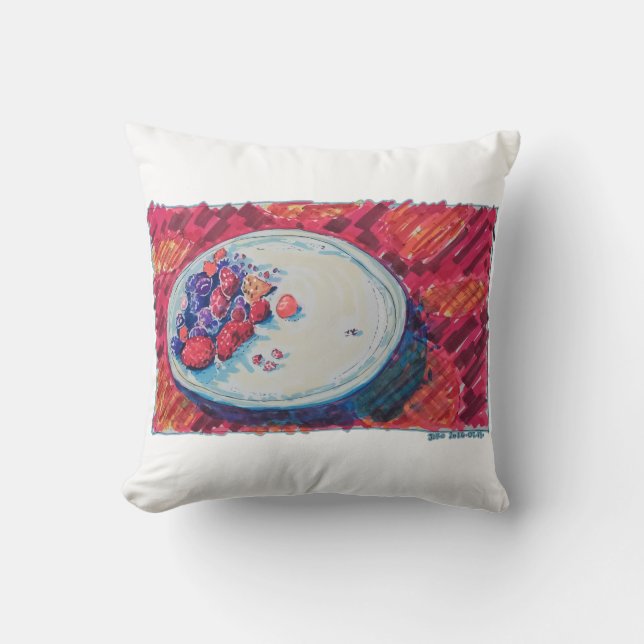 Rode Fruitkom Kussen (Voorkant)