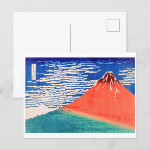 Rode Fuji Hokusai Briefkaart