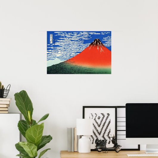 Rode Fuji Hokusai Ukiyo-e Japanse kunst Poster (Thuiskantoor)