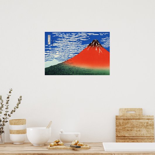Rode Fuji Hokusai Ukiyo-e Japanse kunst Poster (Keuken)