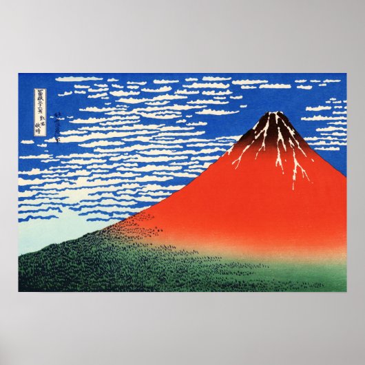 Rode Fuji Hokusai Ukiyo-e Japanse kunst Poster (Voorkant)