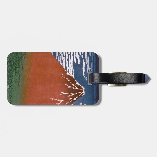 Rode Fuji, ook bekend als Fujiyama vulkaan Katsush Bagagelabel (Achterkant horizontaal)