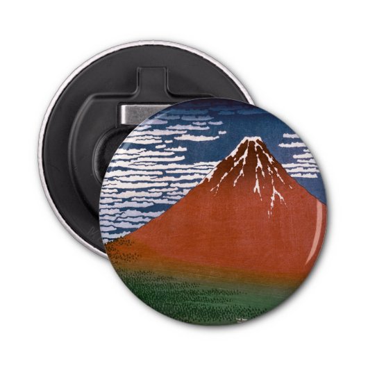 Rode Fuji, ook bekend als Fujiyama vulkaan Katsush Button Flesopener (Voorkant)