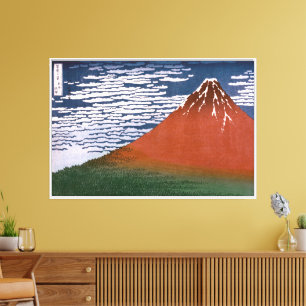 Rode Fuji, ook bekend als Fujiyama vulkaan Katsush Canvas Afdruk