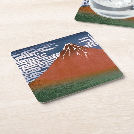 Rode Fuji, ook bekend als Fujiyama vulkaan Katsush Kartonnen Onderzetters (Schuin)