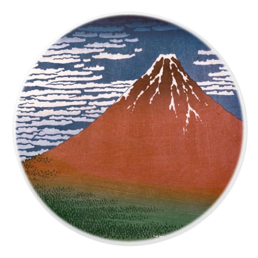Rode Fuji, ook bekend als Fujiyama vulkaan Katsush Keramische Knop (Voorkant)