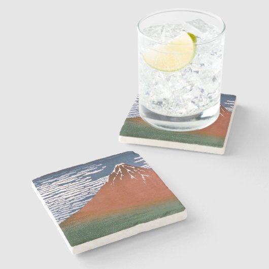 Rode Fuji, ook bekend als Fujiyama vulkaan Katsush Stenen Onderzetter (Zijkant)